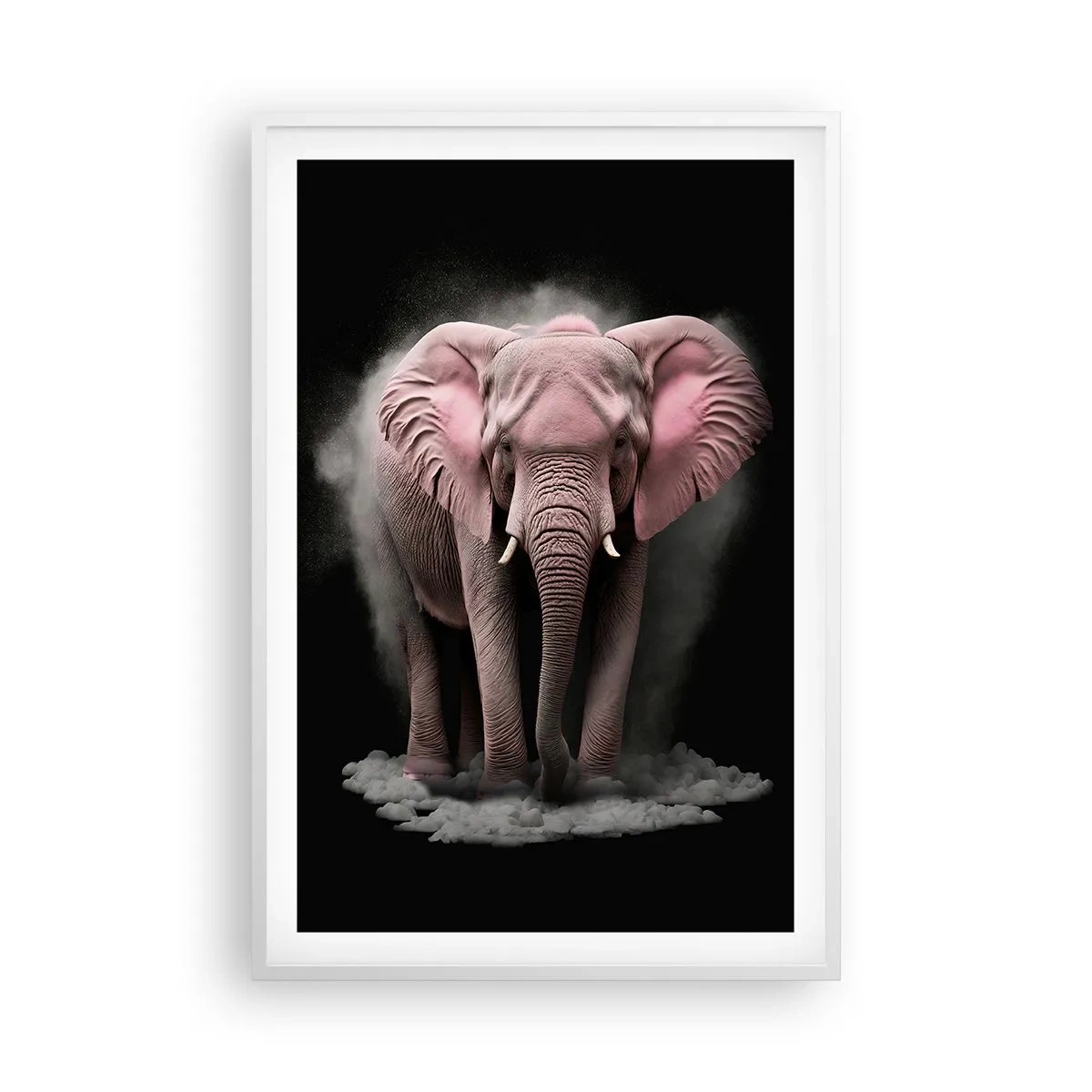 Poster in white frmae - Don't Think About a Pink Elephant! - 61x91 cm