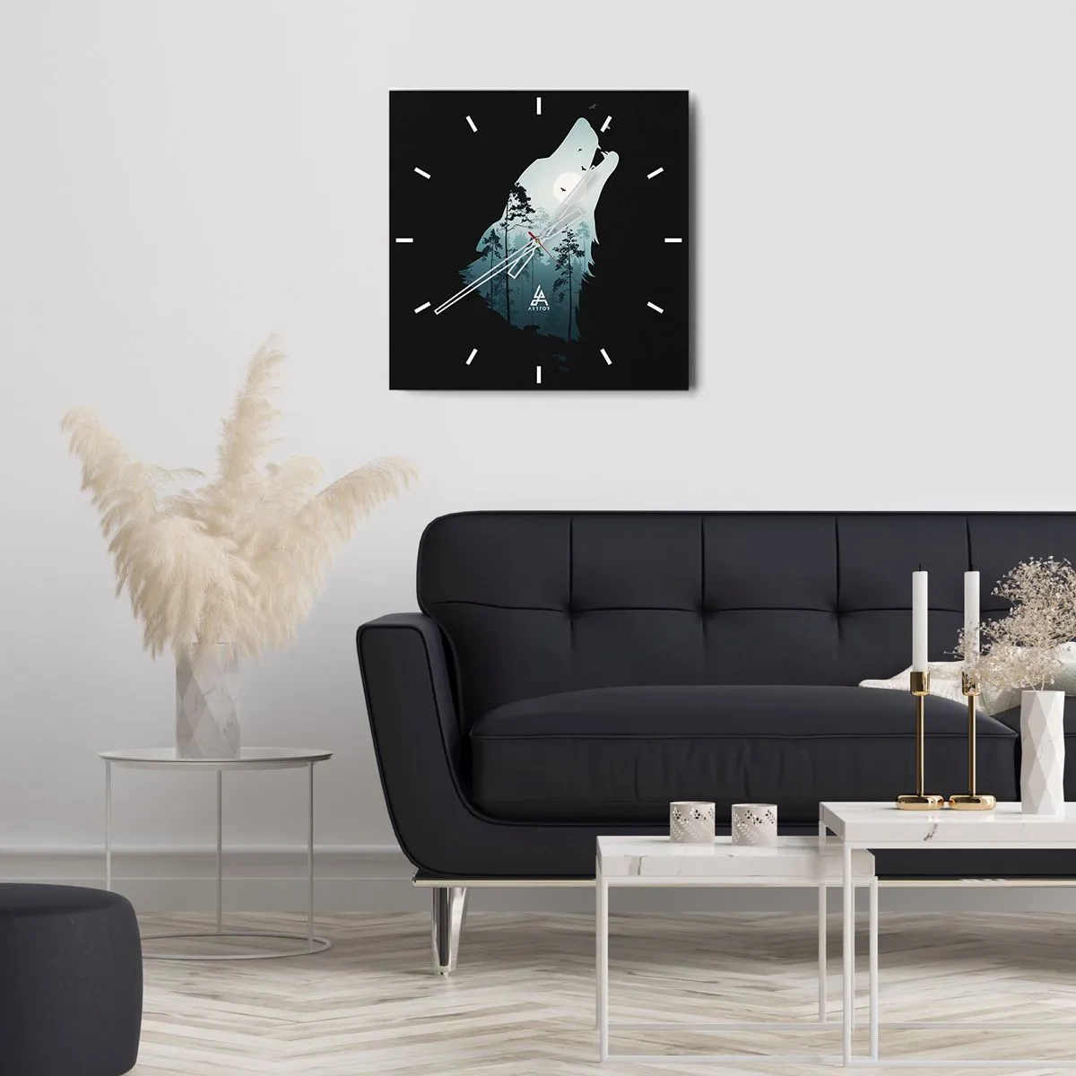 Wall clock - Clock on glass - Sound of a Night Forest - 30x30 cm