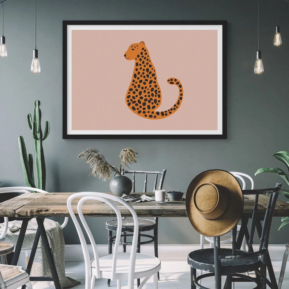 Poster in black frame - Leopard Print Is Fashionable - 50x40 cm