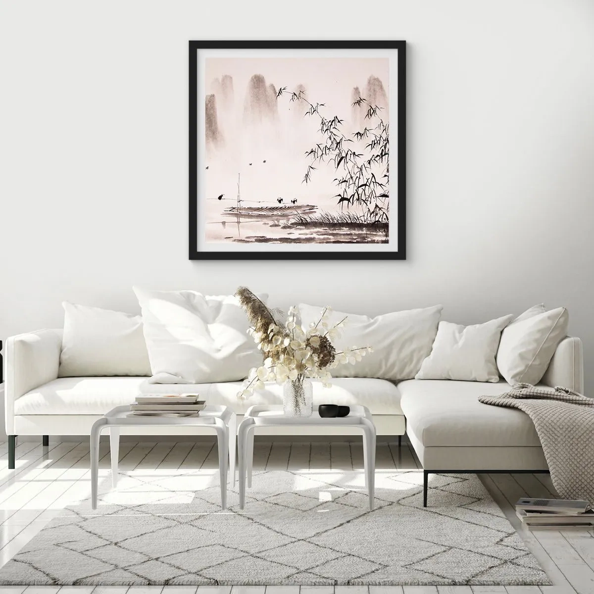 Poster in black frame - Quiet As a Rice Field - 40x40 cm