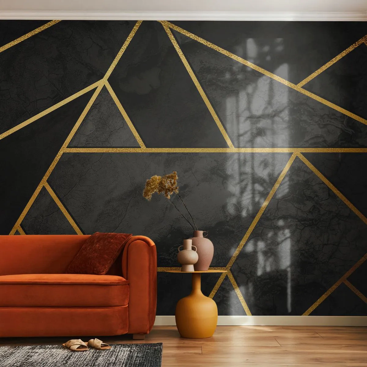 Photo Wallpaper Premium Canvas - Darkness and Brighness - Abstraction, Piece, Modern Pattern - 250x175 cm