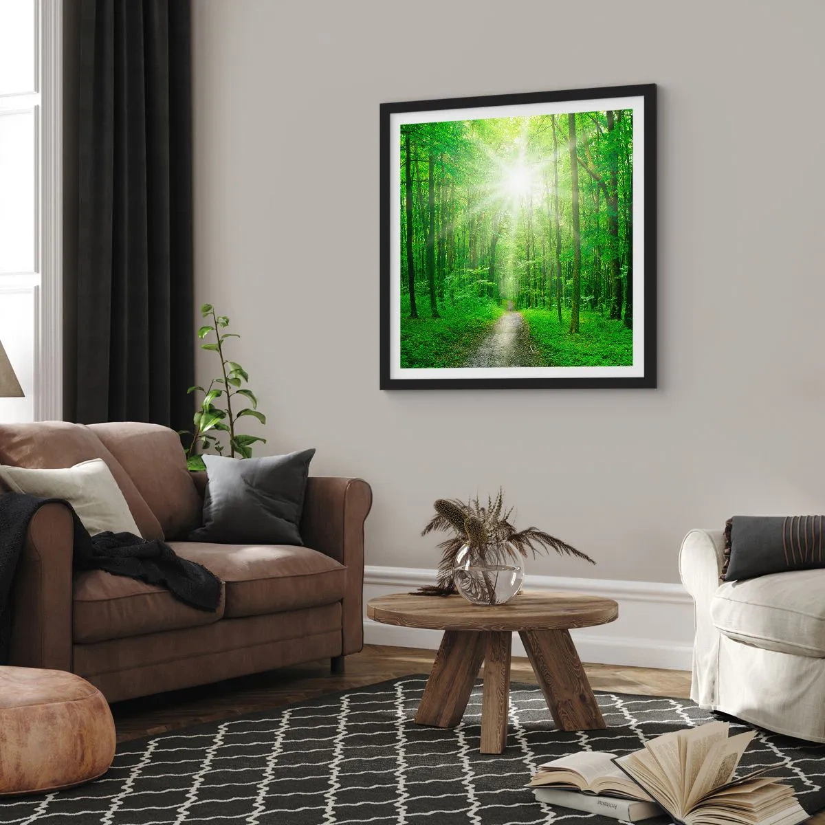 Poster in black frame - Green Cathedral - 40x40 cm