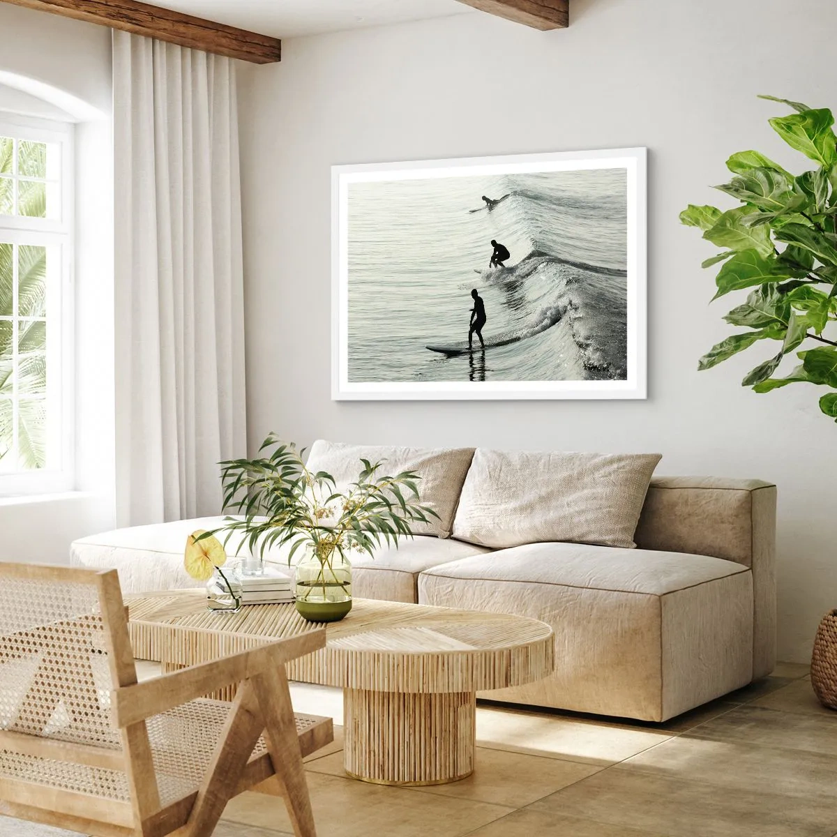 Poster in white frmae - Meeting the Wave - 91x61 cm