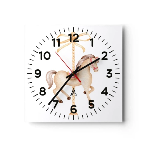 Wall clock - Clock on glass - Graceful Trot - 40x40 cm