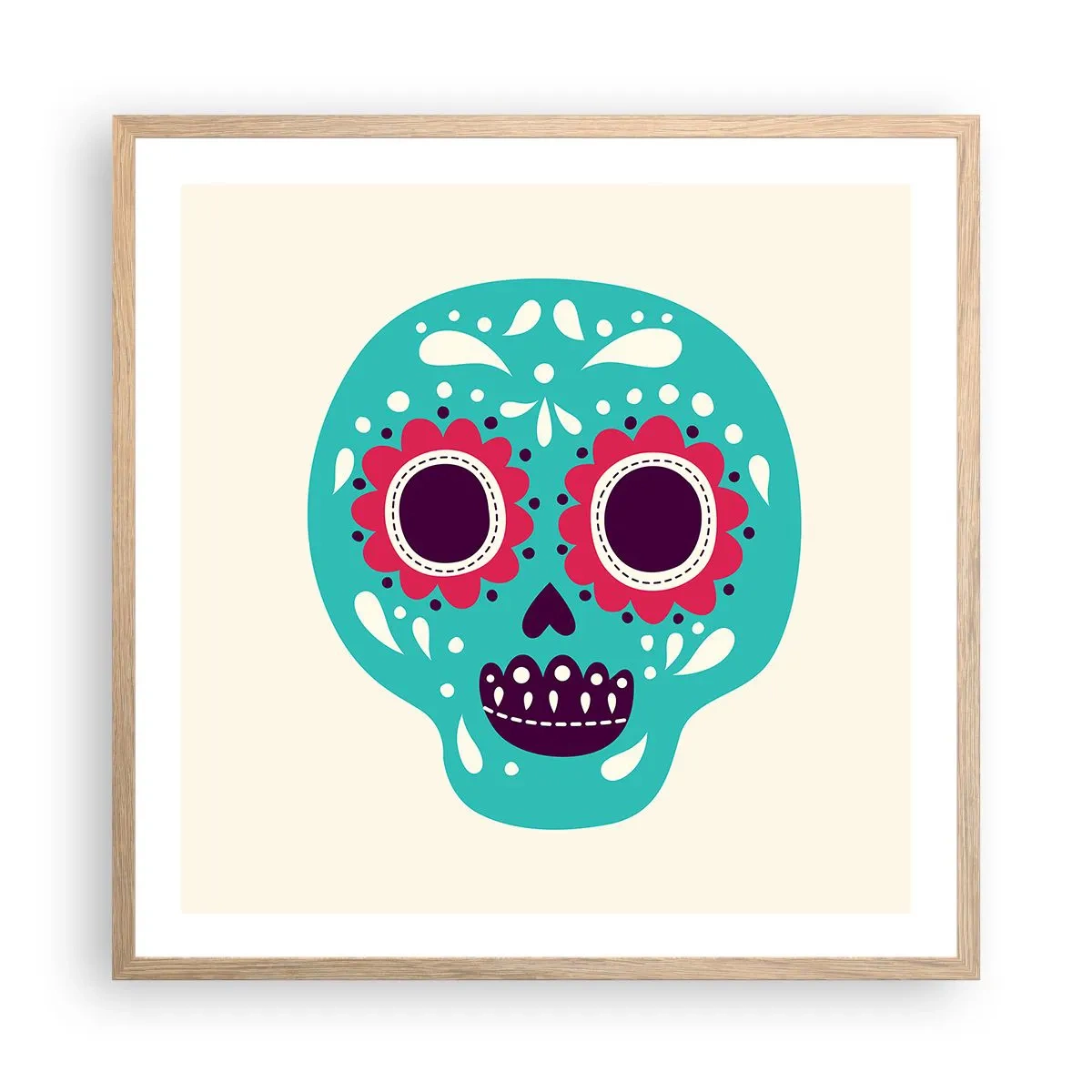 Poster in light oak frame - Life - Fun Until You Die - 60x60 cm