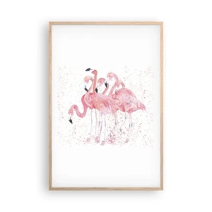 Poster in light oak frame - Pink Power - 61x91 cm
