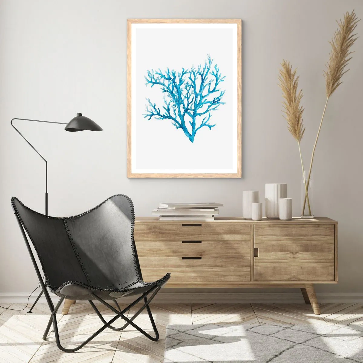 Poster in light oak frame - Sea Filigree - 50x70 cm