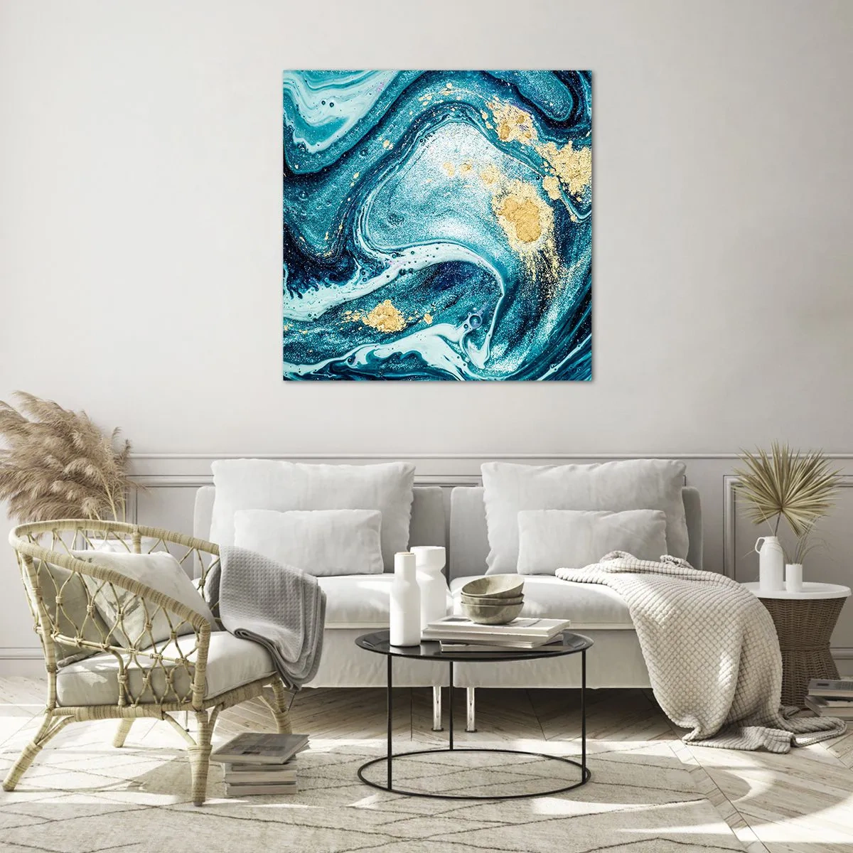 Glass picture - Blue Whirl - 50x50 cm