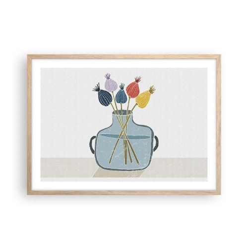 Poster in light oak frame - As Quiet as Poppies - 70x50 cm