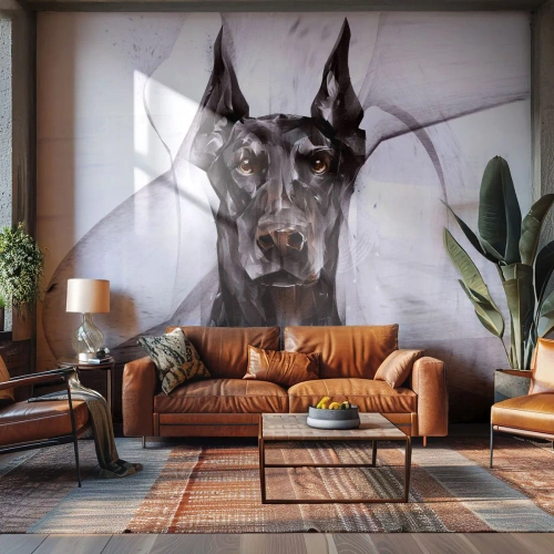 Self-Adhesive Photo Wallpaper Deluxe Sticker - Born to Nobility - Abstraction, Doberman, Dog - 350x256 cm