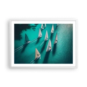 Poster in white frmae - Competing with the Wind - 70x50 cm