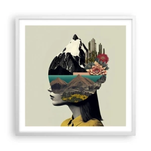 Poster in white frmae - Woman - Always a Mystery - 60x60 cm