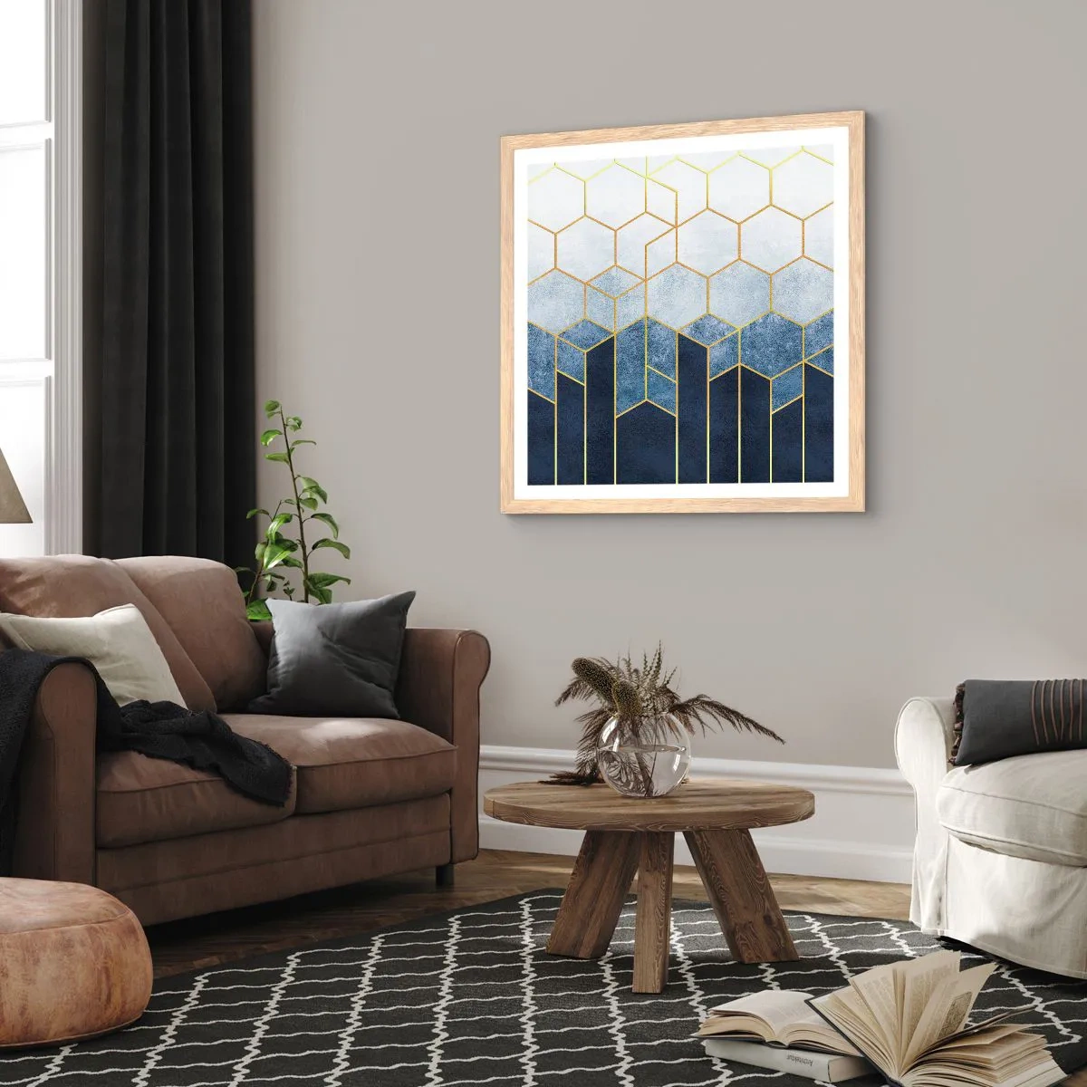 Poster in light oak frame - Composition in Syncopated Rhythm - 40x40 cm