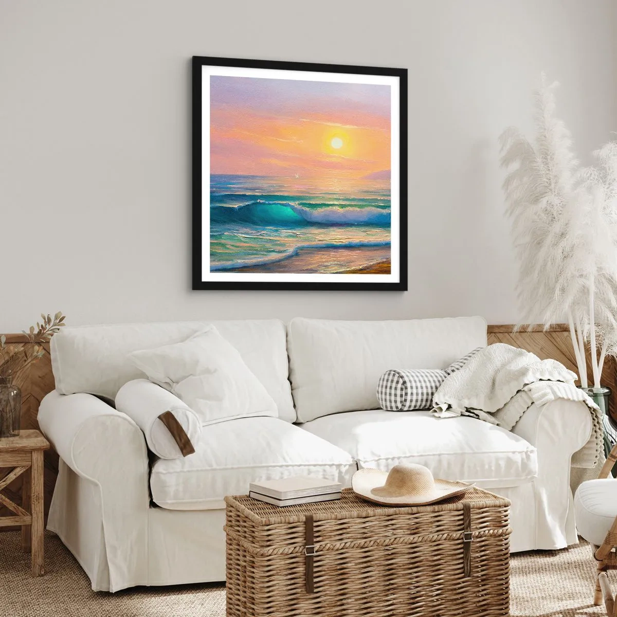 Poster in black frame - Turquoise Song of the Waves - 40x40 cm