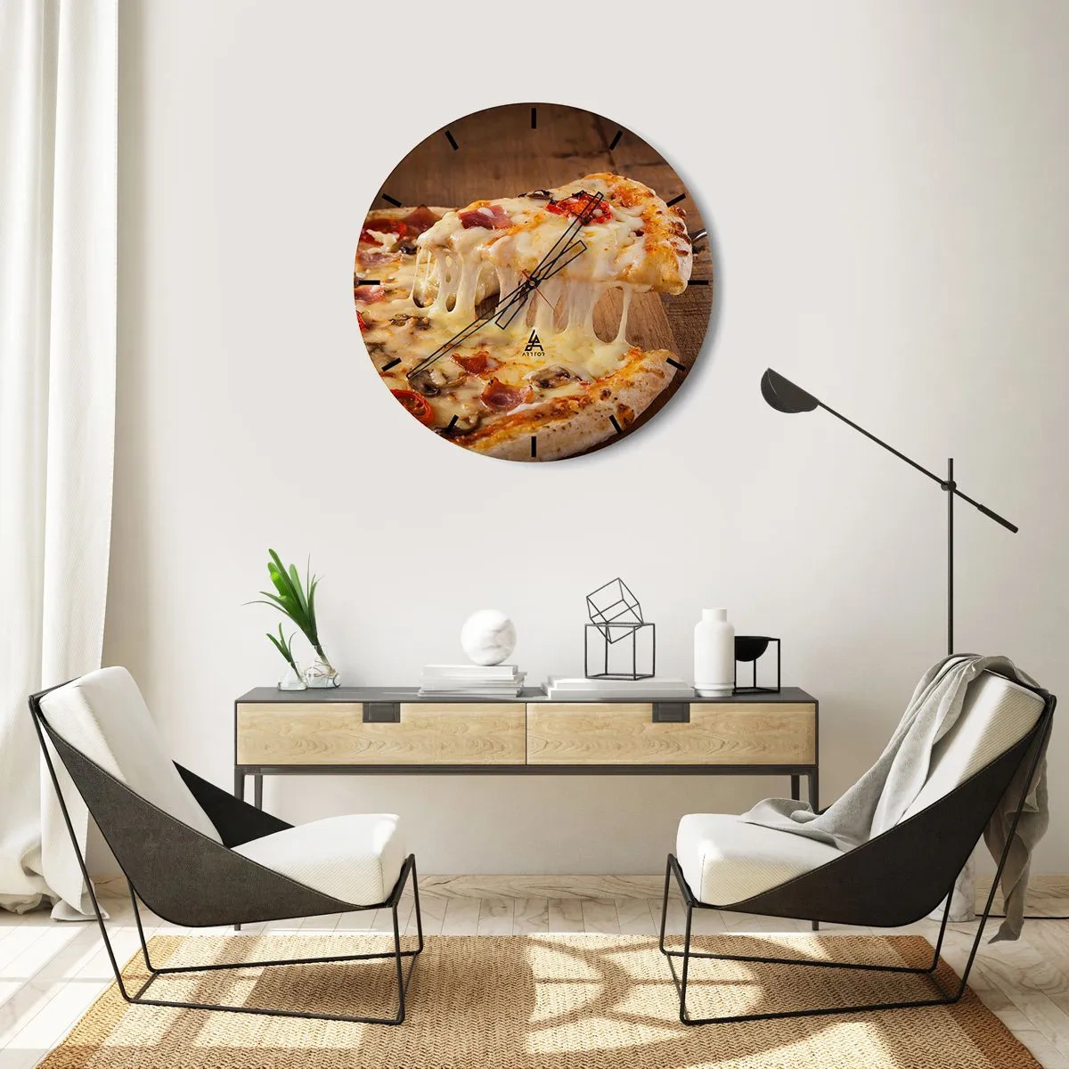 Wall clock - Clock on glass - Masterpiece of Italian Art - 40x40 cm