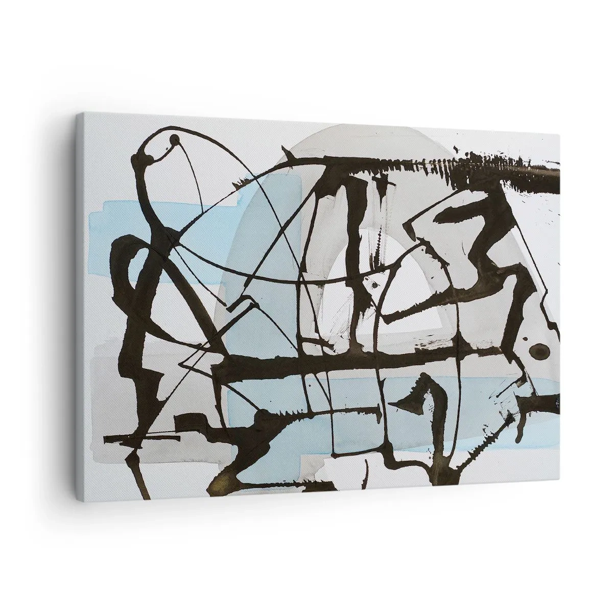 Canvas picture - Abstract lines and shapes in blue and black - 70x50cm - After All Blue - Modern wall decoration for the living room and bedroom ARTTOR