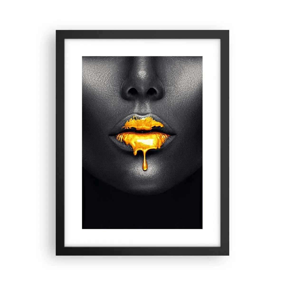 Poster in black frame - Golden Lips - 30x40 cm