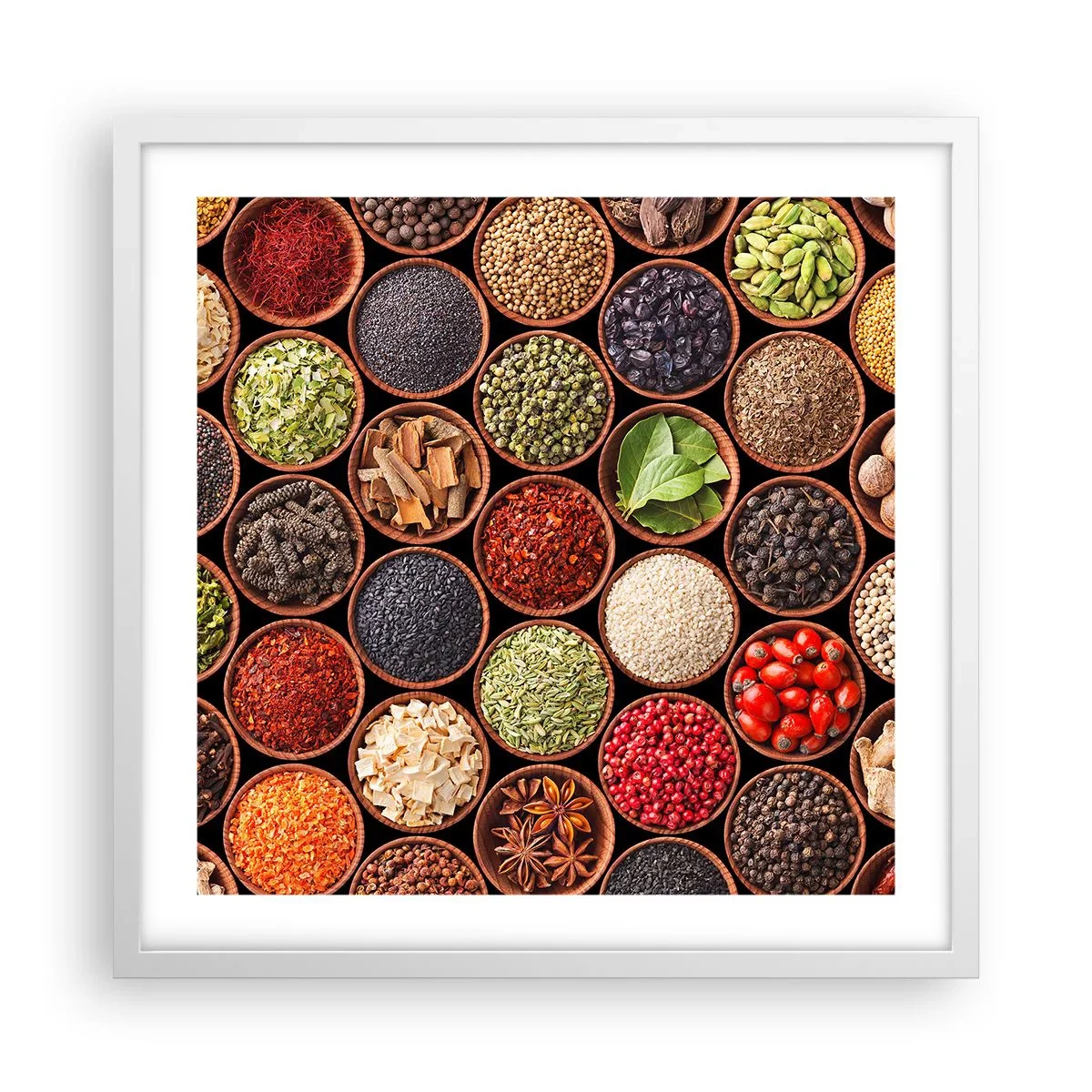 Poster in white frmae - All Flavours of the World - 50x50 cm