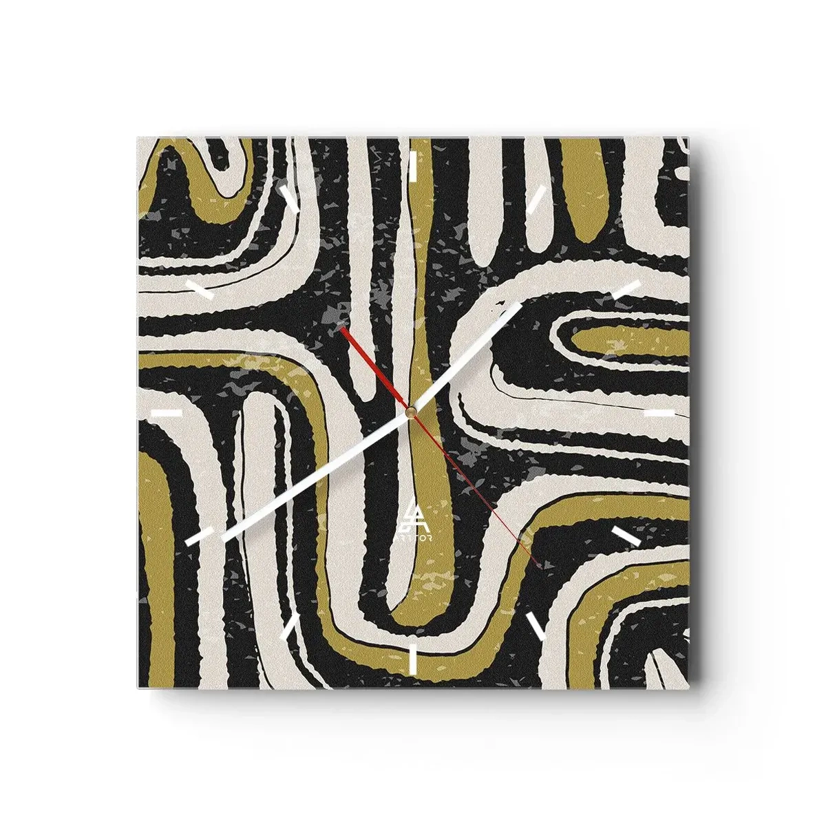Wall clock - Clock on glass - Compositions: Tracks and Alleys - 30x30 cm