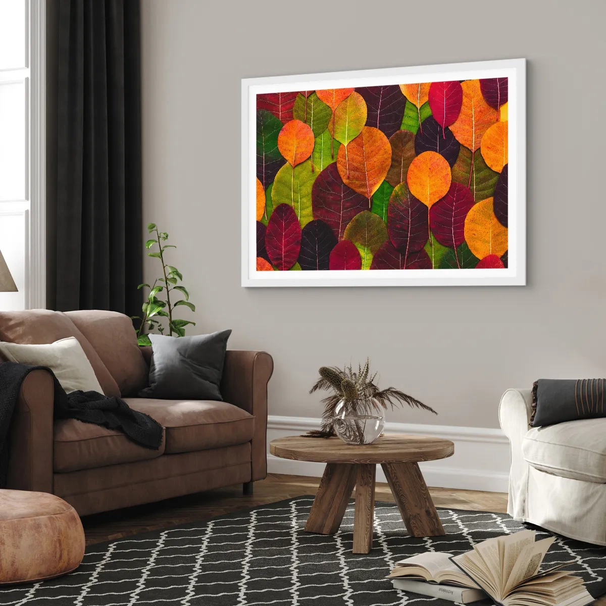 Poster in white frmae - Autumn Mosaics - 91x61 cm