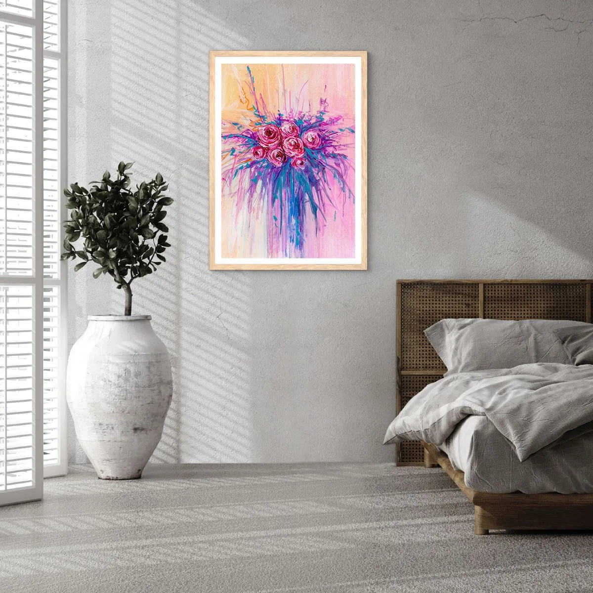 Poster in light oak frame - Rose Fountain - 61x91 cm
