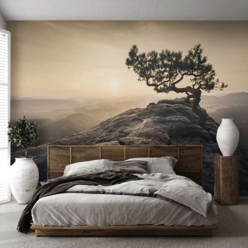 Photo Wallpaper Premium Canvas - Life Always Wins - Mountain landscape, Pine, Mountains - 450x315 cm