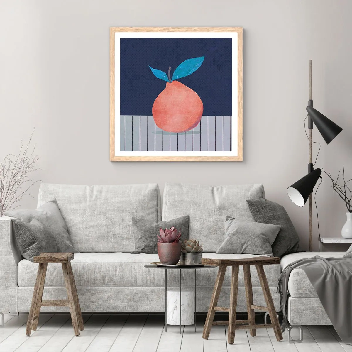 Poster in light oak frame - Convexity and Plane - 30x30 cm