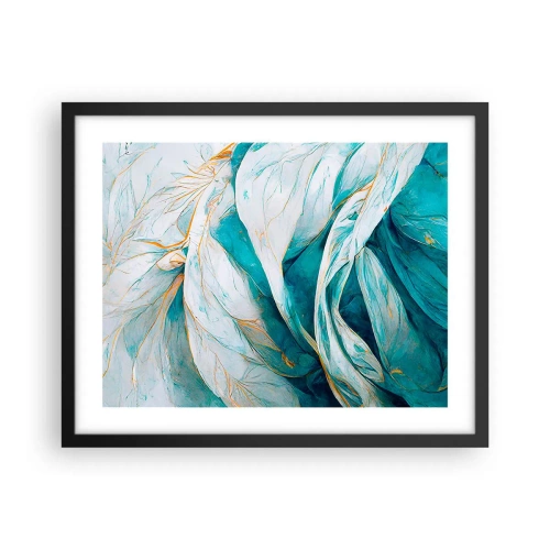 Poster in black frame - Blue Abstract with a Golden Motif - 50x40 cm