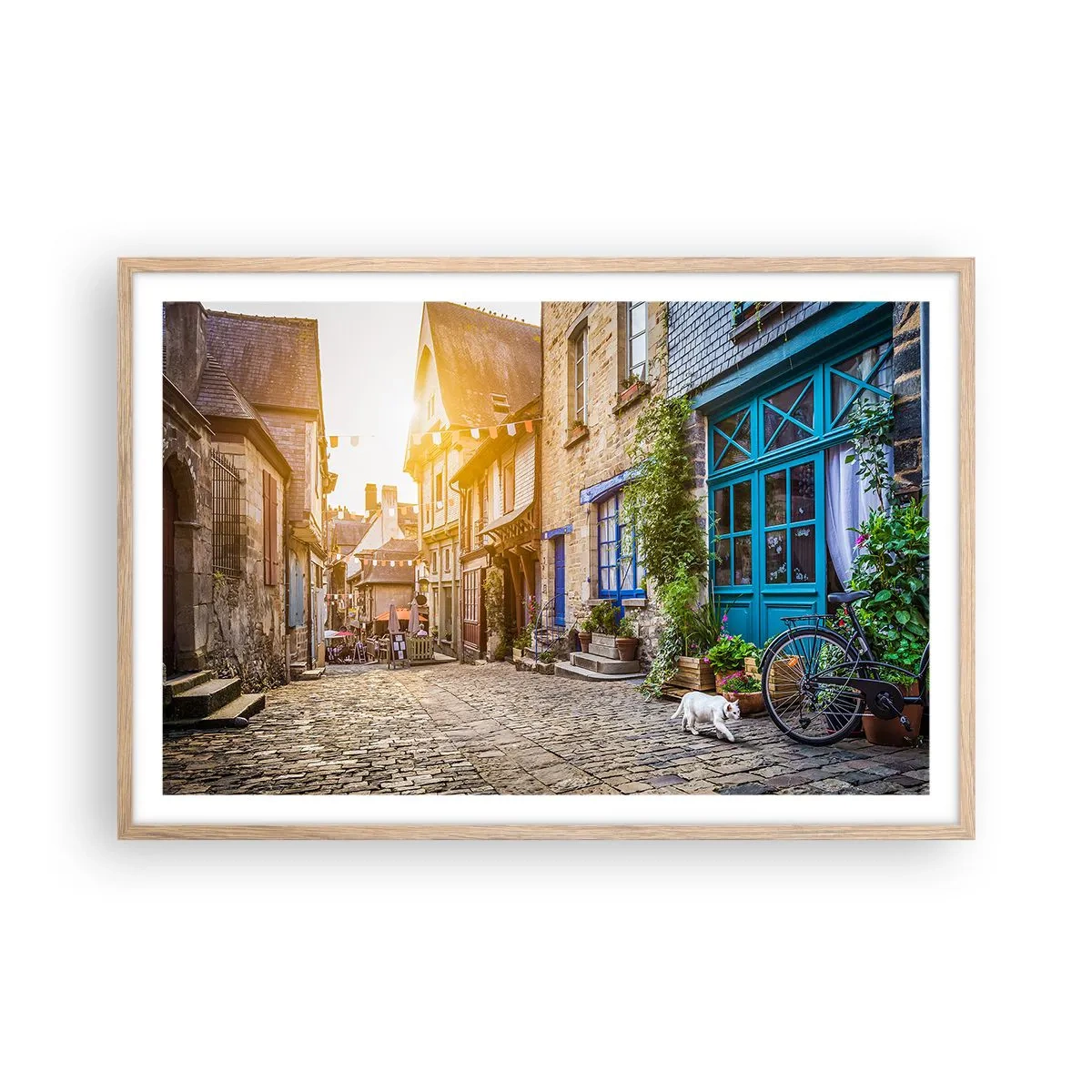Poster in light oak frame - White Spirit of a Town - 91x61 cm