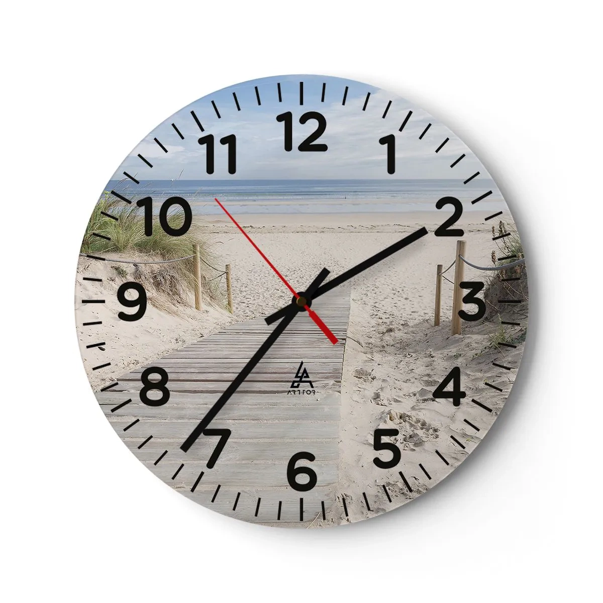 Wall clock - Clock on glass - Until the Horizon - 40x40 cm