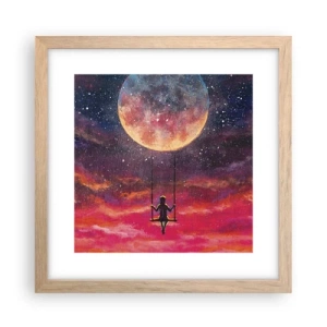 Poster in light oak frame - Swinging in the Clouds - 30x30 cm