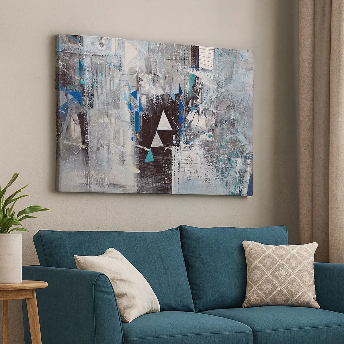 Canvas picture - Abstract composition with triangles and geometric patterns - 70x50cm - Superior Order of Triangles - Modern wall decoration for the living room and bedroom ARTTOR