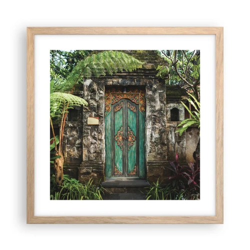 Poster in light oak frame - Door to Exotic World - 40x40 cm