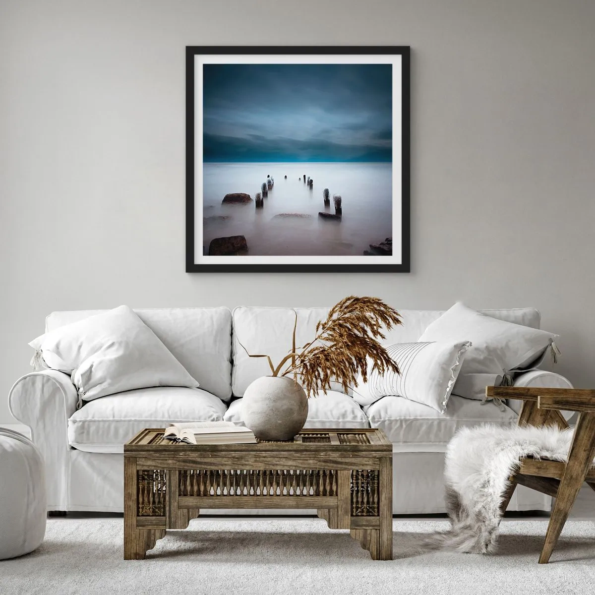 Poster in black frame - Pensive Lake - 50x50 cm