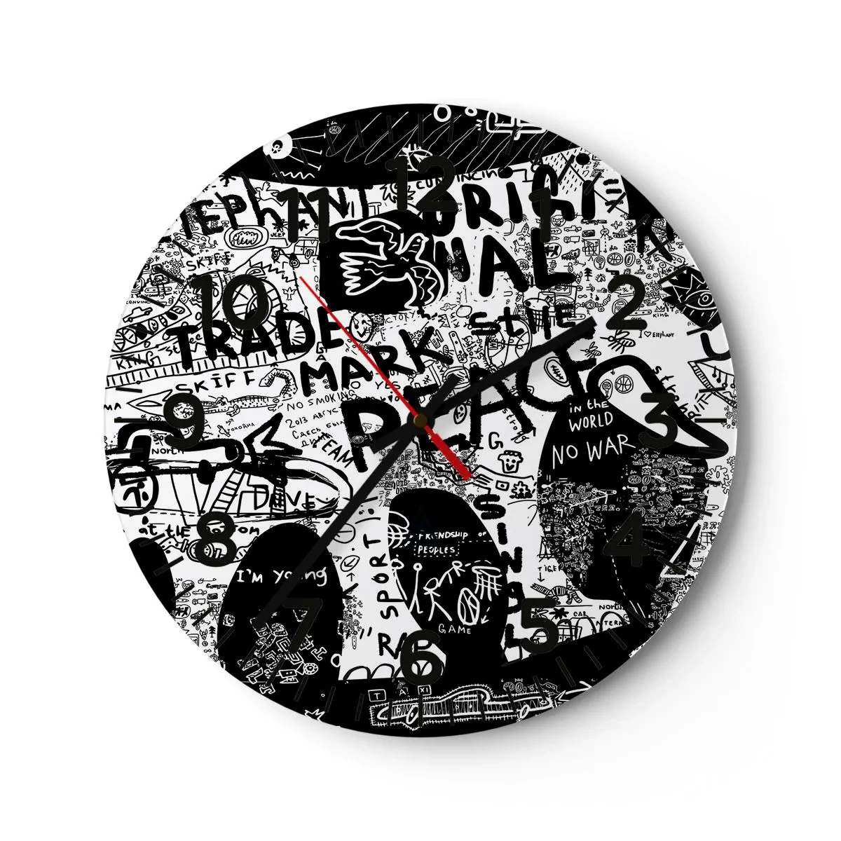 Wall clock - Clock on glass - Rich World of the Street - 40x40 cm
