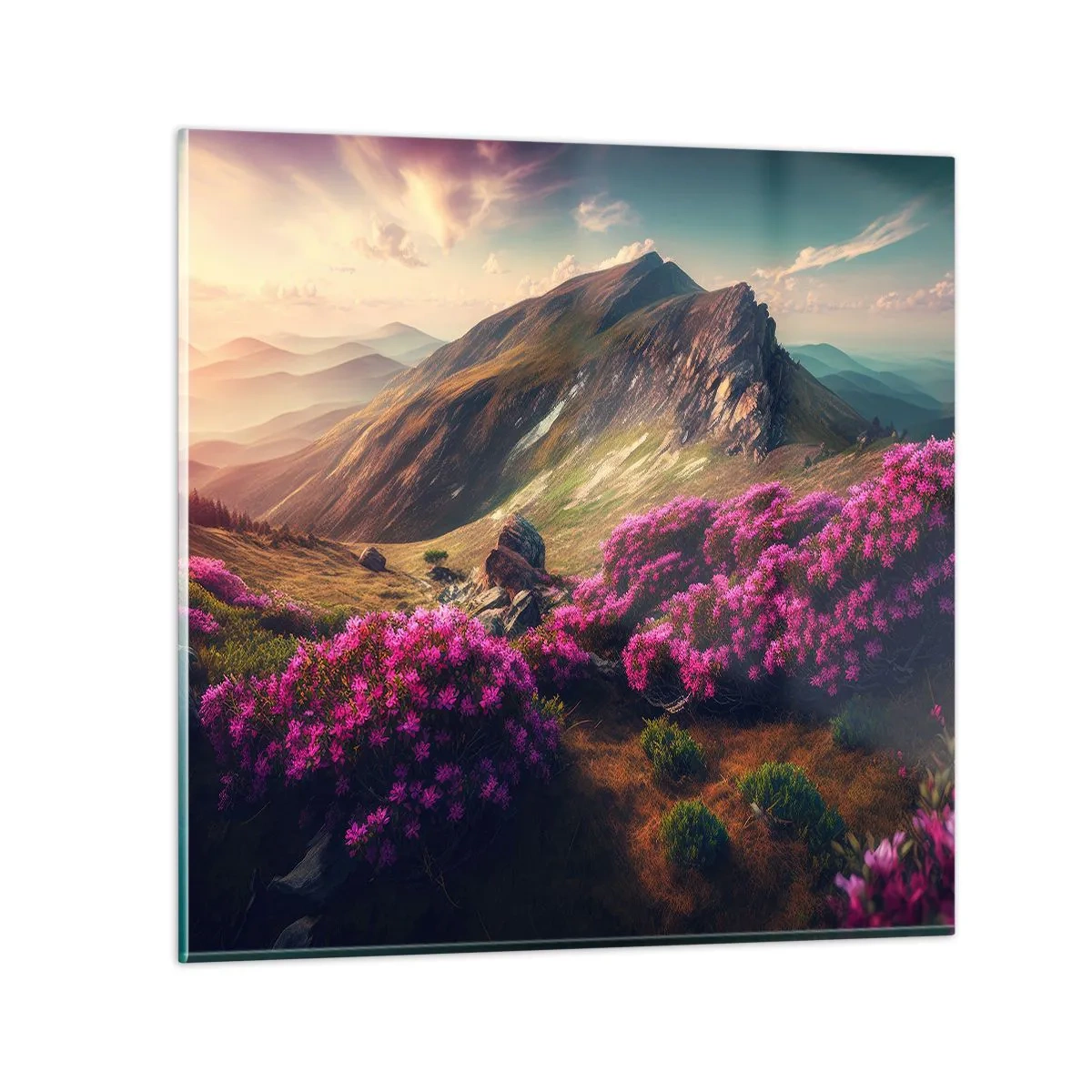 Glass picture - Summer in the Mountains - 30x30 cm