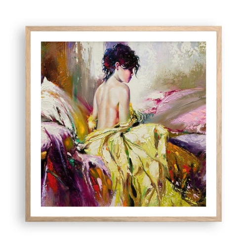 Poster in light oak frame - Graceful in Yellow - 60x60 cm