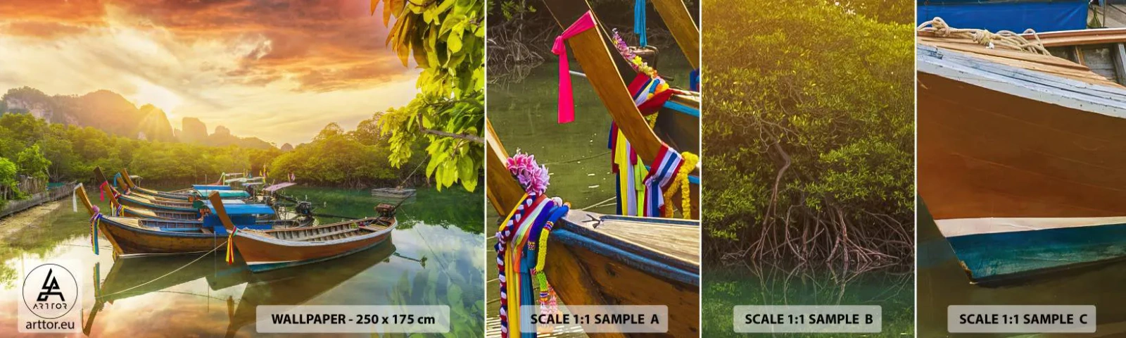 Photo Wallpaper Sample Self-Adhesive Deluxe Sticker - At the Start of a Busy Day - Landscape, Thailand, Sea - 100x30 cm