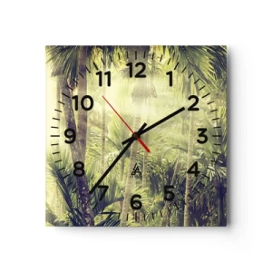 Wall clock - Clock on glass - In Green Heat - 30x30 cm
