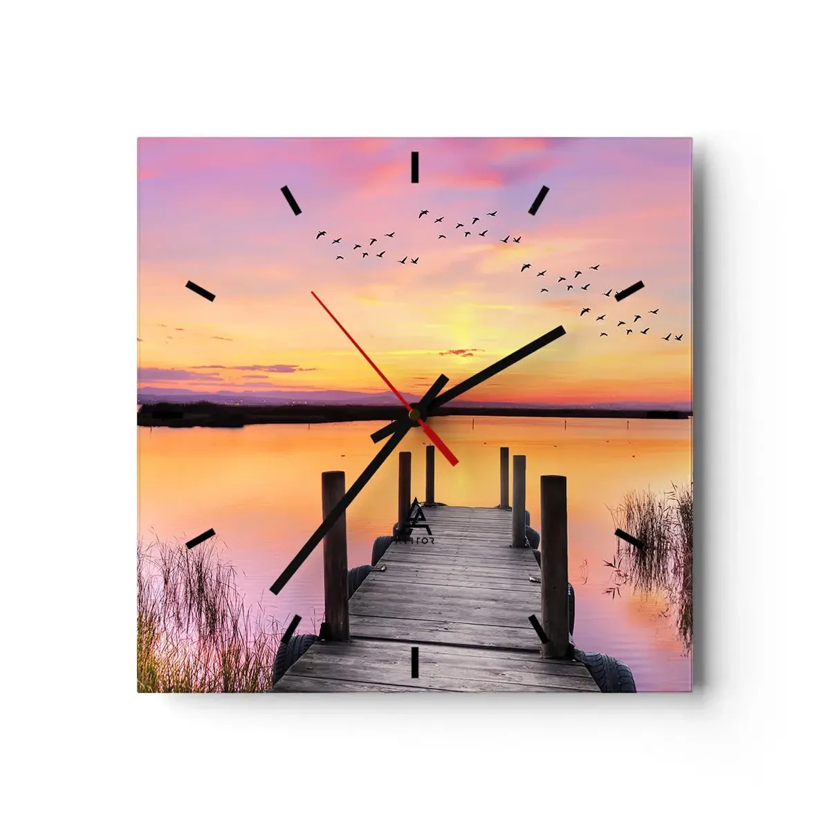 Wall clock - Clock on glass - Violet Quiet Dawn - 40x40 cm