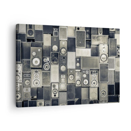 Canvas picture - Retro-style speaker collection - 70x50cm - And Music Is Playing - Modern wall decoration for the living room and bedroom ARTTOR