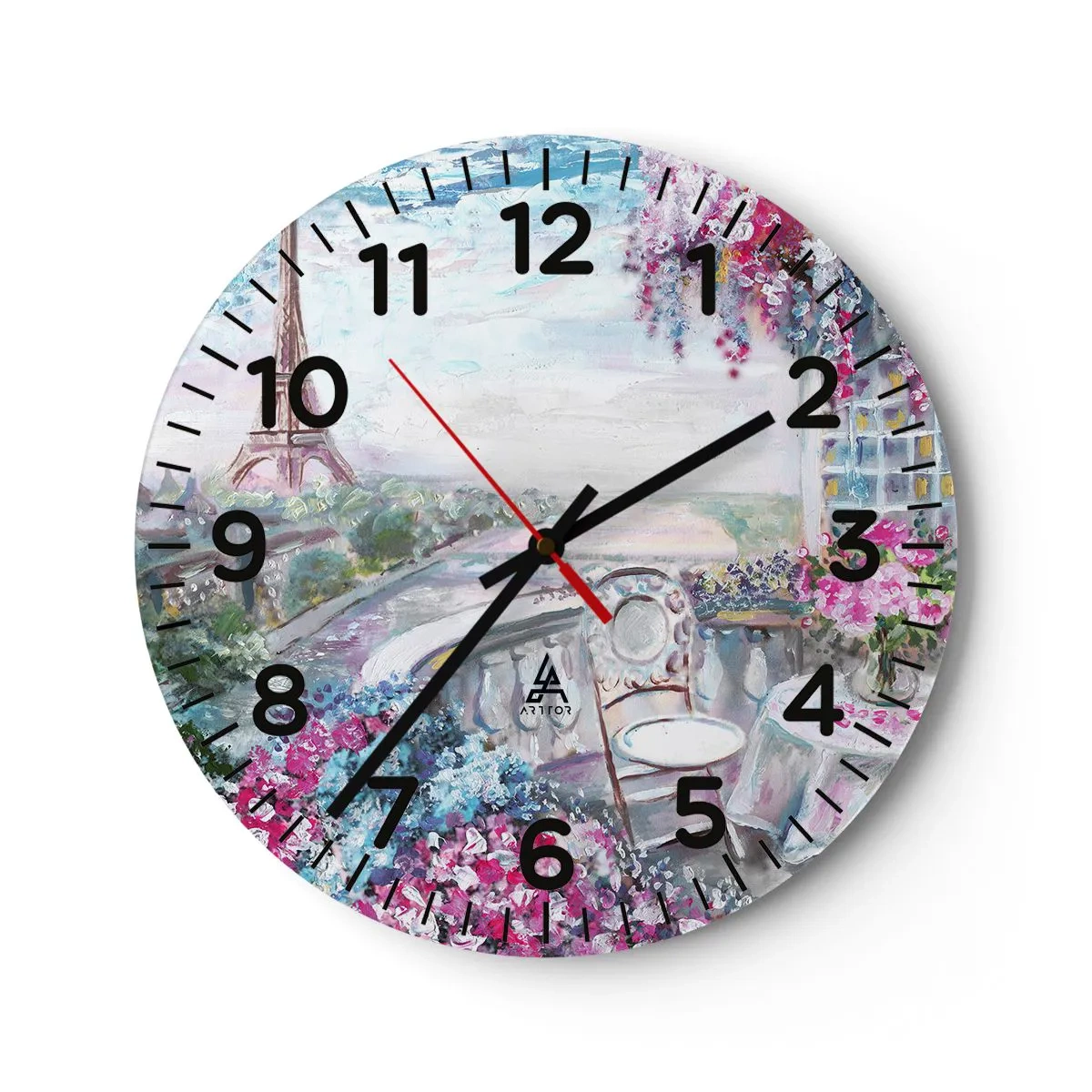 Wall clock - Clock on glass - Come Visit in May - 40x40 cm
