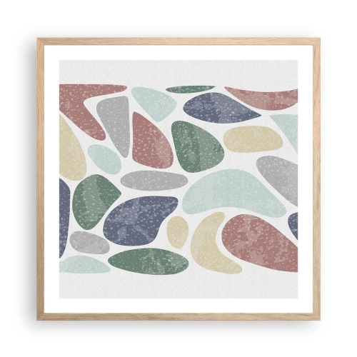 Poster in light oak frame - Mosaic of Powdered Colours - 60x60 cm