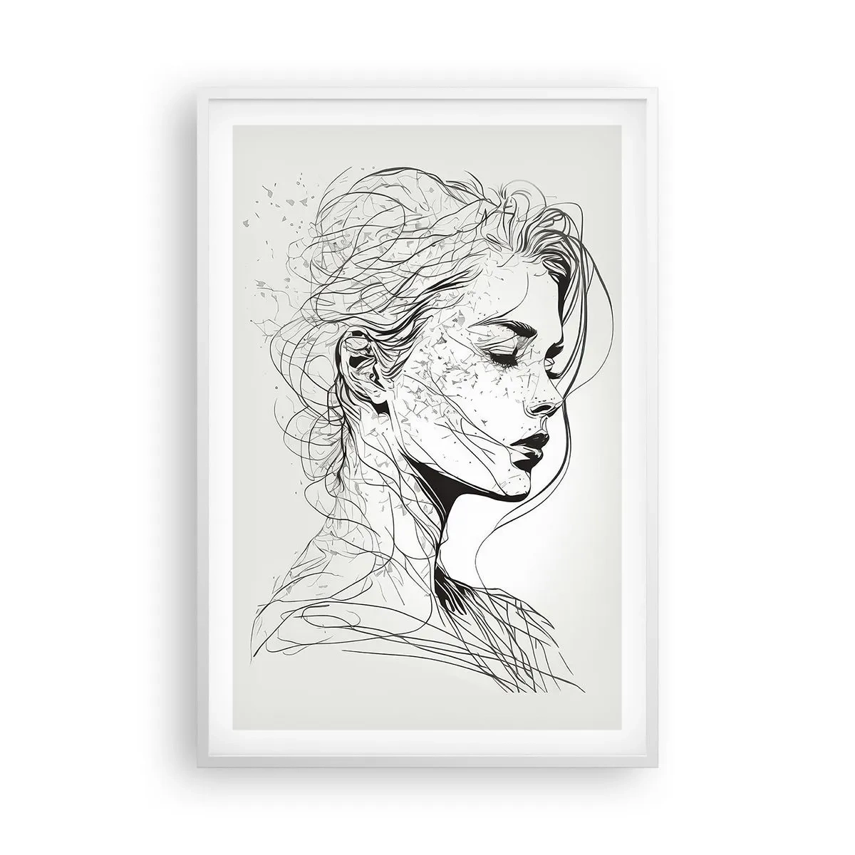 Poster in white frmae - Portrait in Thoughts - 61x91 cm