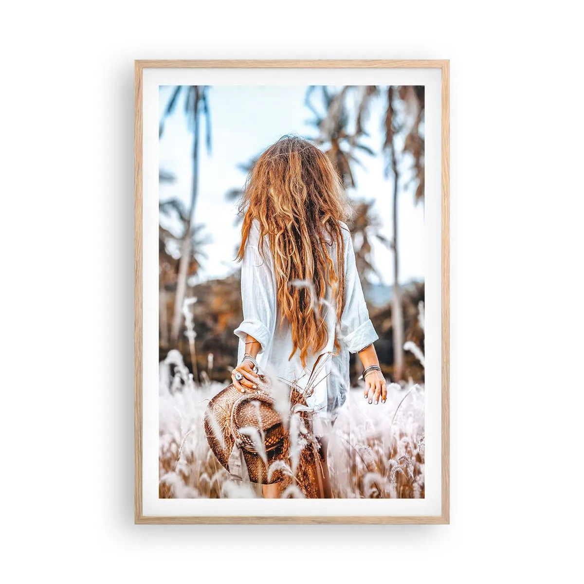 Poster in light oak frame - Born from Grass Fluff - 61x91 cm