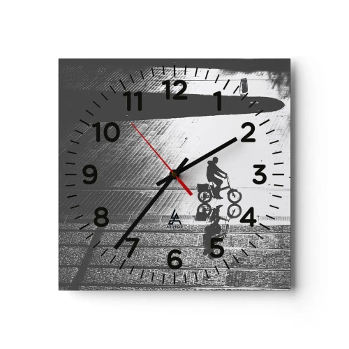 Wall clock - Clock on glass - Straight ahead, through the City - 40x40 cm