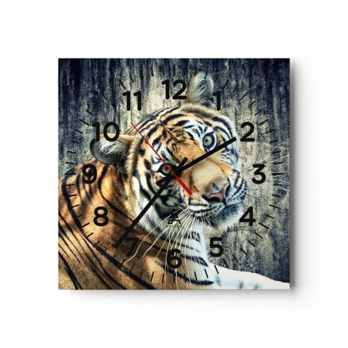 Wall clock - Clock on glass - Portrait in Rays of Light - 40x40 cm