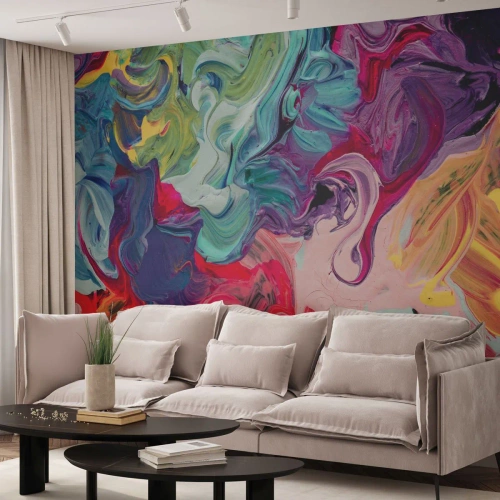 Photo Wallpaper Premium Canvas - Birth of Colours - Abstraction, Piece, Modern Pattern - 400x280 cm