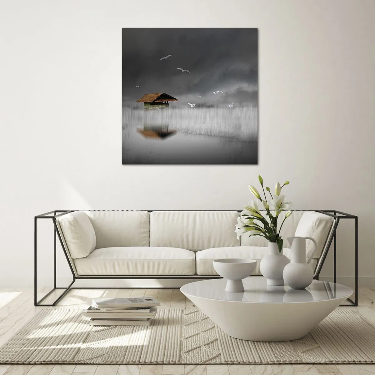 Glass picture - Shelter from the Rain - 30x30 cm