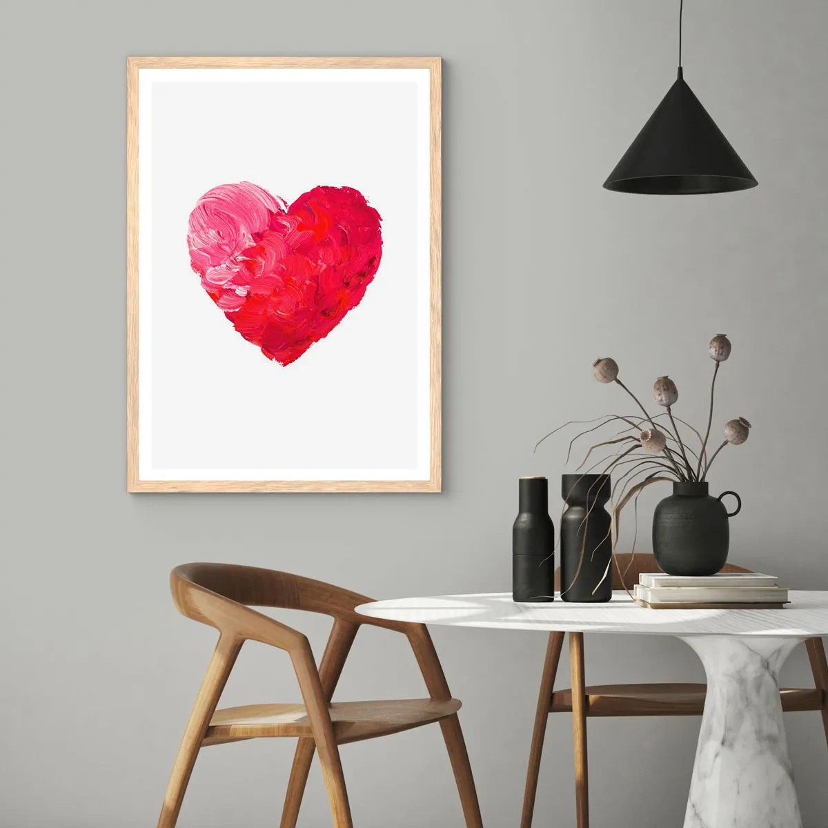 Poster in light oak frame - All You Need Is Love - 70x100 cm